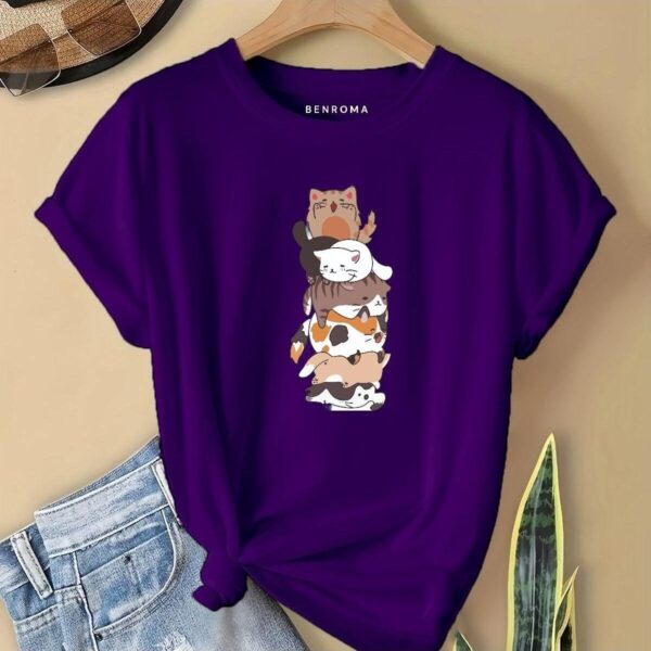 ÜST ÜSTE KEDİLER BASKILI  ÇOCUK TİŞÖRT